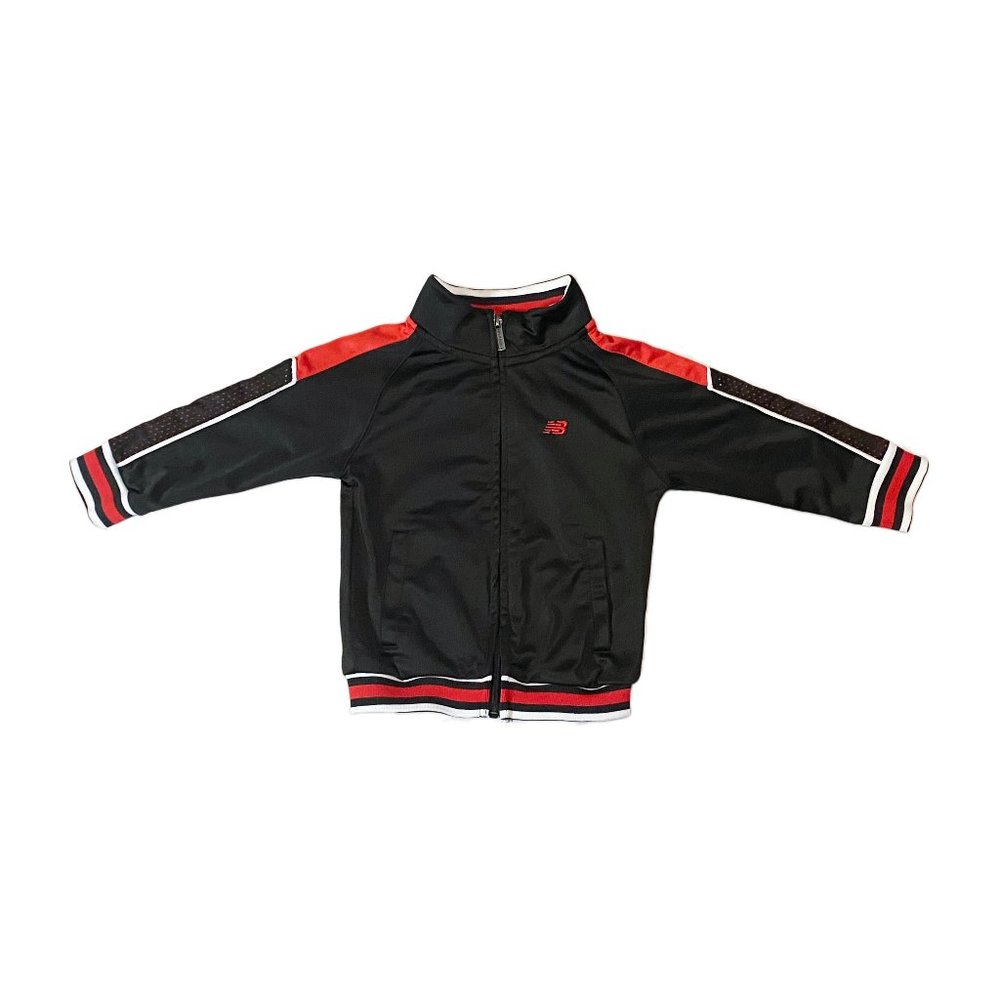 NB New Balance Track/Sweat Jacket Toddler Boys 2T - Black & Red w/ White Accents - Picture 2 of 3